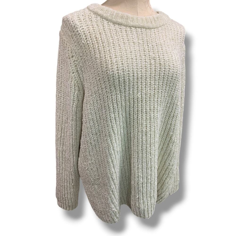 Size XL Talbots Womens Chenille Ivory Sweater Soft Chunky Knit - Picture 1 of 8
